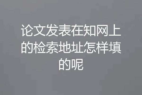 论文发表在知网上的检索地址怎样填的呢