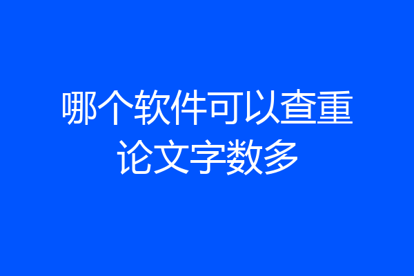 哪个软件可以查重论文字数多