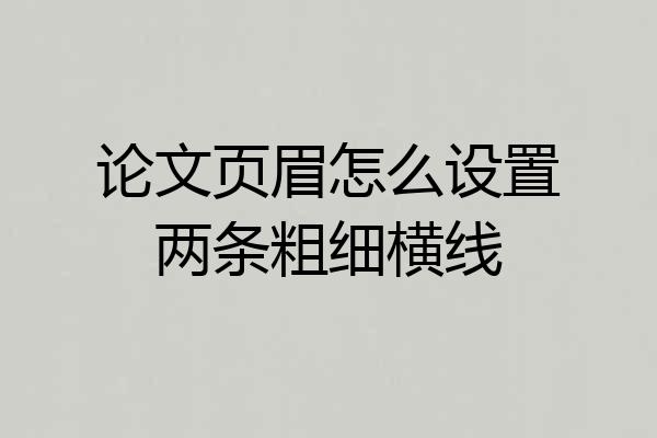 论文页眉怎么设置两条粗细横线