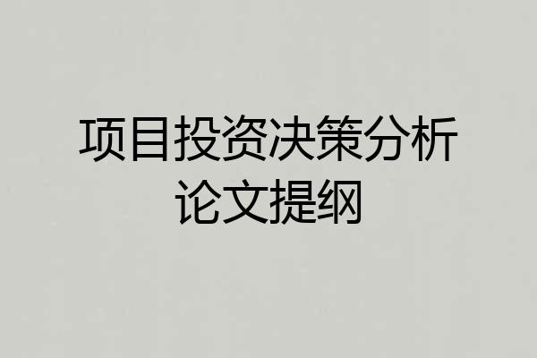 项目投资决策分析论文提纲