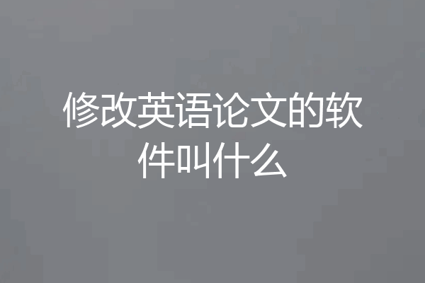 修改英语论文的软件叫什么