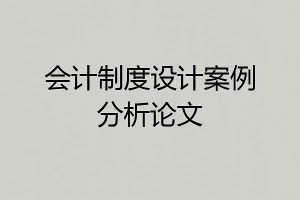 会计制度设计案例分析论文