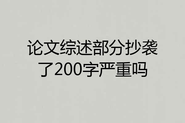论文综述部分抄袭了200字严重吗