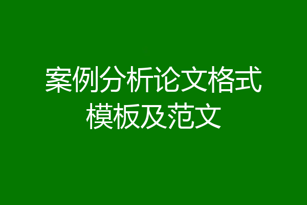 案例分析论文格式模板及范文