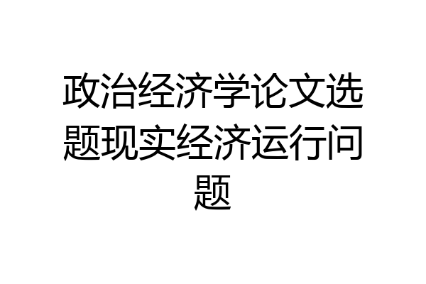 政治经济学论文选题现实经济运行问题