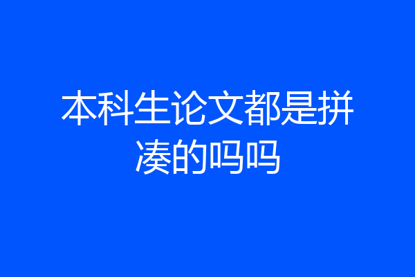 本科生论文都是拼凑的吗吗