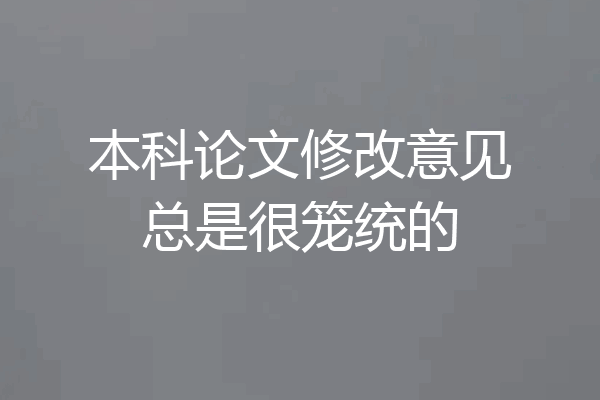 本科论文修改意见总是很笼统的
