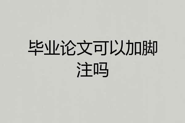 毕业论文可以加脚注吗