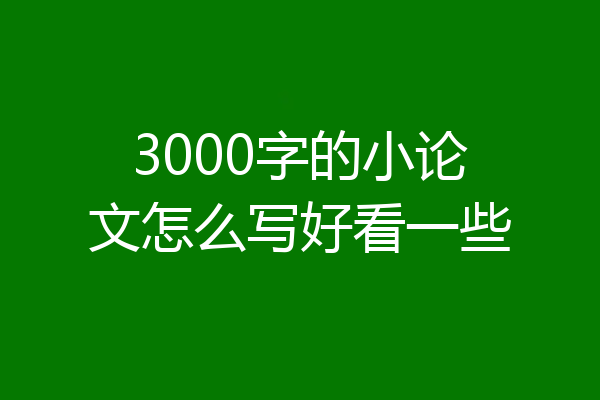 3000字的小论文怎么写好看一些