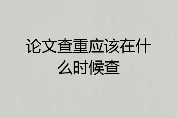 论文查重应该在什么时候查
