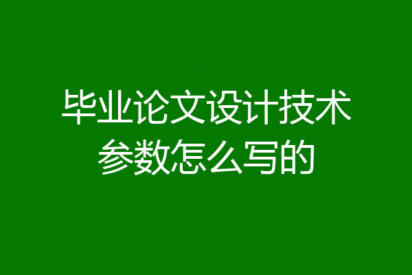 毕业论文设计技术参数怎么写的