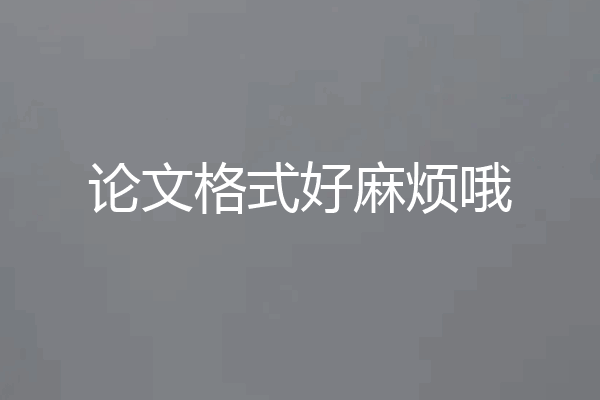 论文格式好麻烦哦