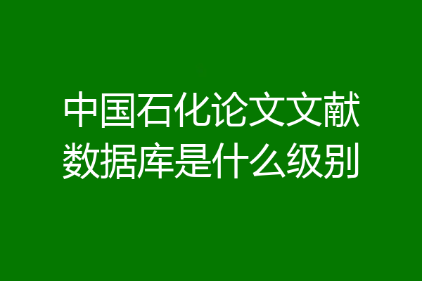 中国石化论文文献数据库是什么级别