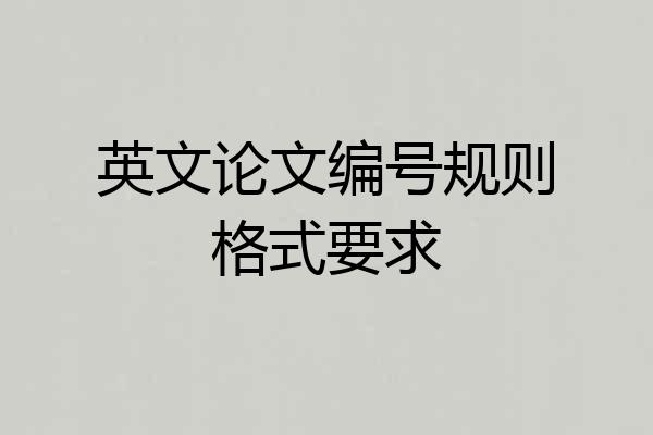 英文论文编号规则格式要求