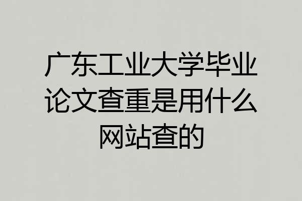 广东工业大学毕业论文查重是用什么网站查的