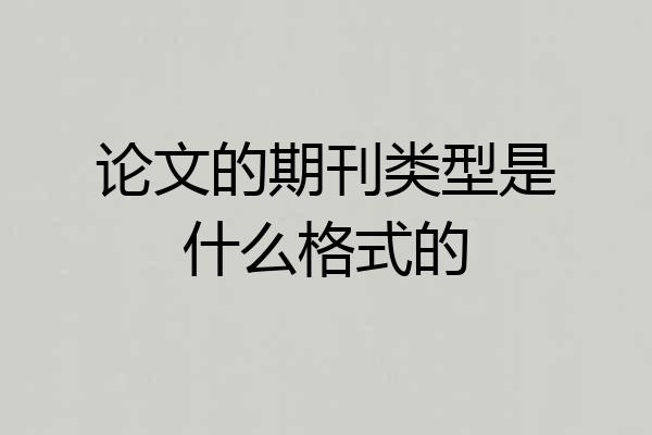 论文的期刊类型是什么格式的