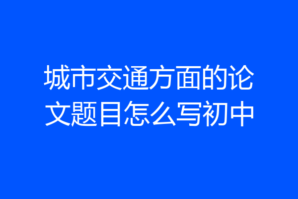 城市交通方面的论文题目怎么写初中