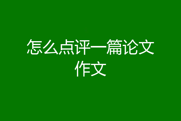 怎么点评一篇论文作文