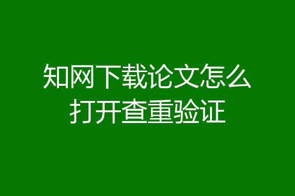 知网下载论文怎么打开查重验证