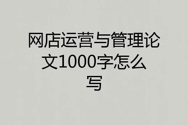 网店运营与管理论文1000字怎么写