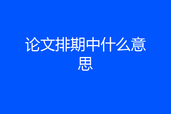 论文排期中什么意思
