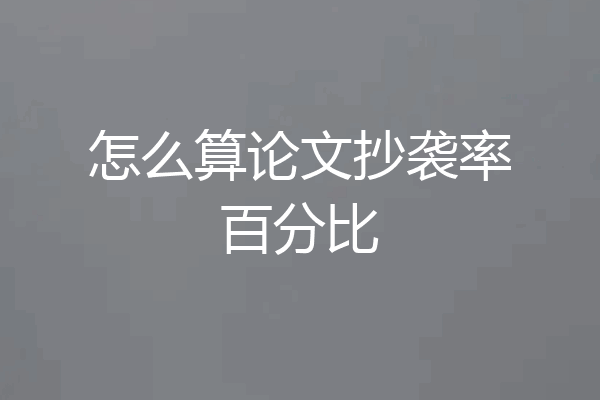 怎么算论文抄袭率百分比