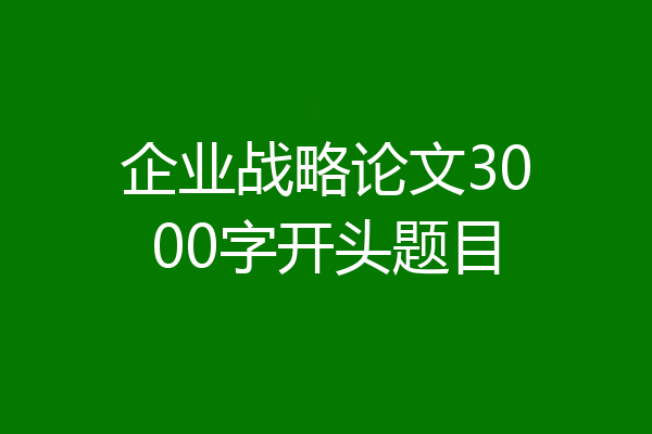 企业战略论文3000字开头题目