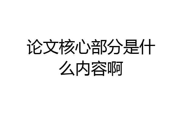 论文核心部分是什么内容啊