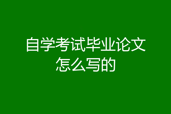 自学考试毕业论文怎么写的