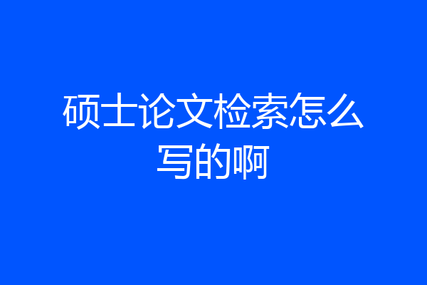 硕士论文检索怎么写的啊