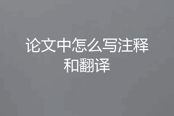 论文中怎么写注释和翻译