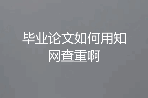 毕业论文如何用知网查重啊