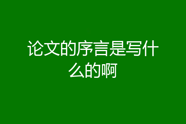论文的序言是写什么的啊