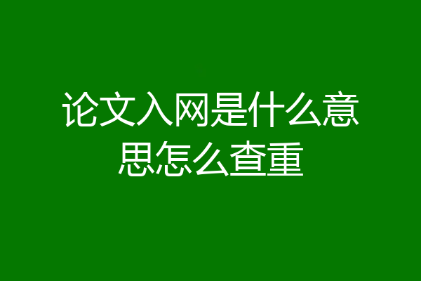 论文入网是什么意思怎么查重