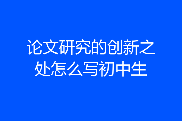 论文研究的创新之处怎么写初中生