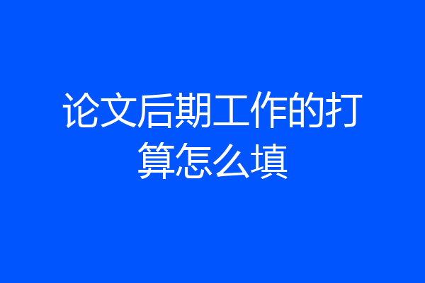 论文后期工作的打算怎么填