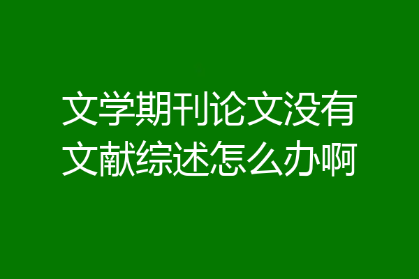 文学期刊论文没有文献综述怎么办啊