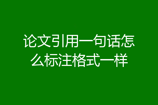 论文引用一句话怎么标注格式一样