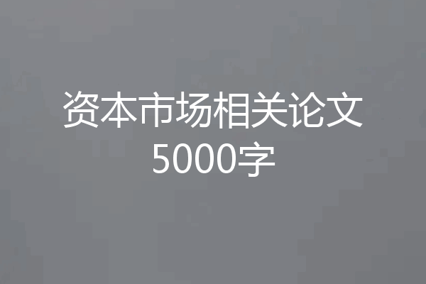 资本市场相关论文5000字