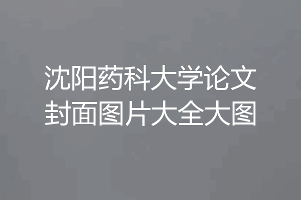 沈阳药科大学论文封面图片大全大图