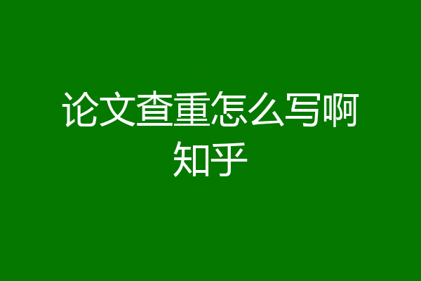 论文查重怎么写啊知乎