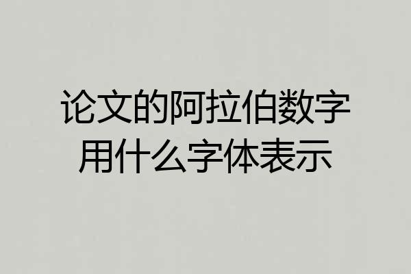 论文的阿拉伯数字用什么字体表示