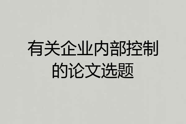 有关企业内部控制的论文选题