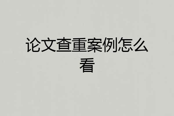 论文查重案例怎么看