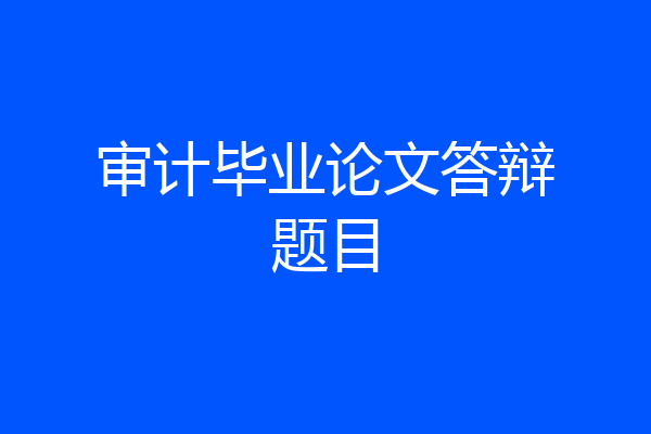 审计毕业论文答辩题目