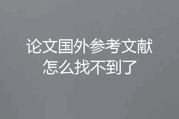 论文国外参考文献怎么找不到了