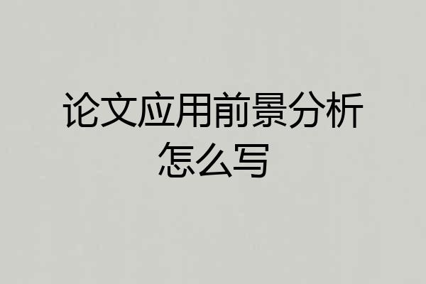 论文应用前景分析怎么写