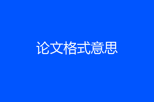 论文格式意思