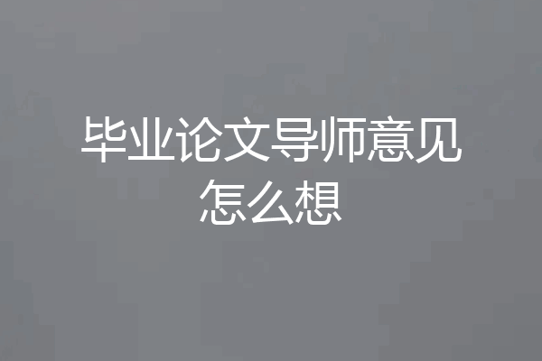 毕业论文导师意见怎么想