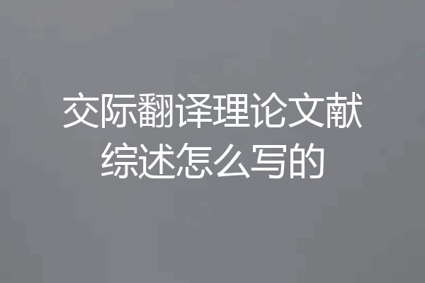 交际翻译理论文献综述怎么写的
